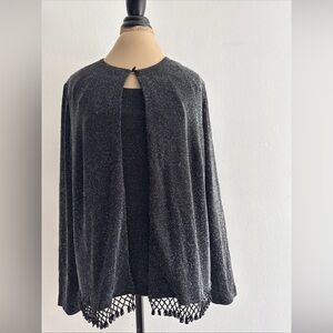 Xscape Elegant Blouse & Jacket Black Metallic